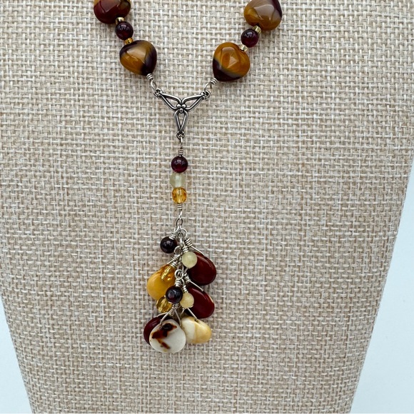 Jasper Garnet Sterling Silver Handmade Necklace - Picture 2 of 10